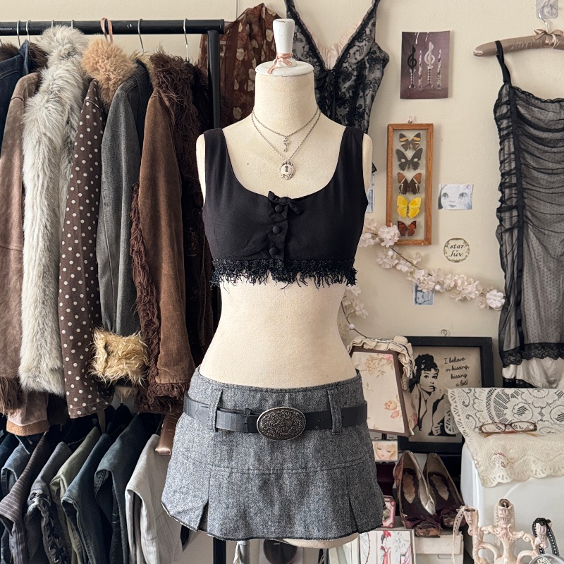 ଘ꒰ dreamy mini black top  . ๑