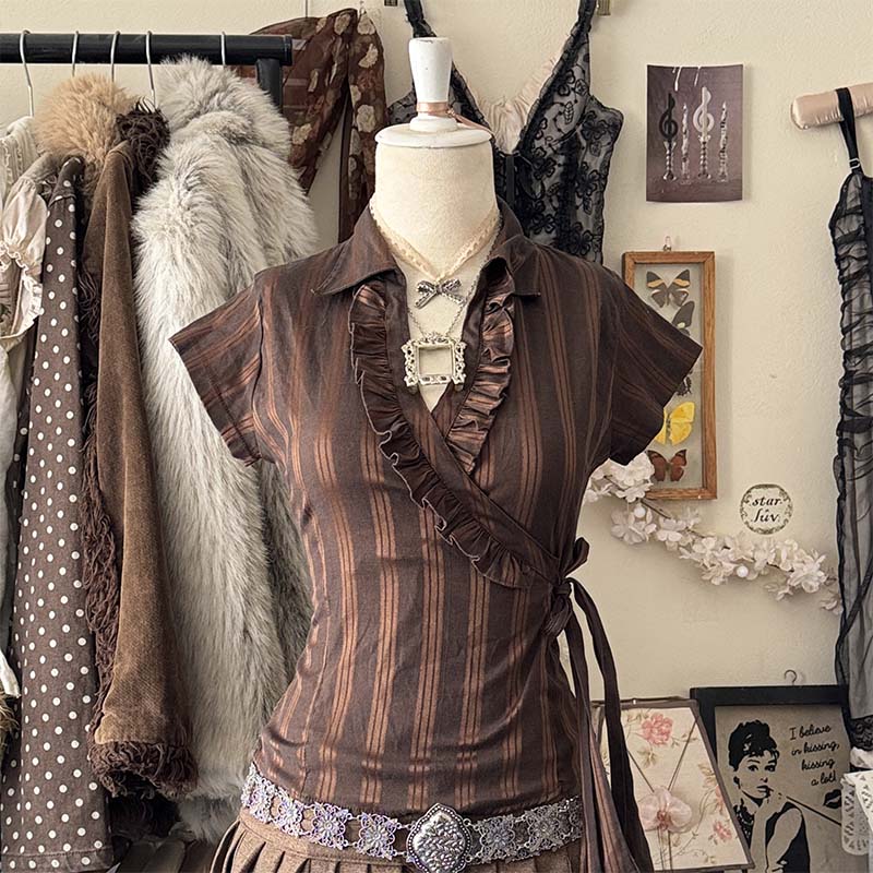 ꔫ: pretty browm blouse w bown ࿐