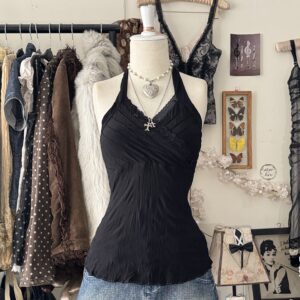 ･ﾟ✧: cute black halter top ɞ˚‧