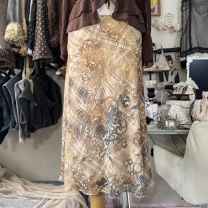 ྀི𓍯 ִֶָ ethereal brown/beige tartar tull midi skirt : *✧
