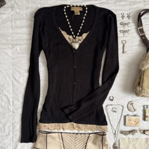 ⵌ♡. lovely black shoujo cardigan w lace ࿐ ˊˎ