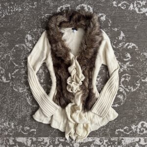 ୨୧ : unique beige mori kei coat w fur ๑ଓ